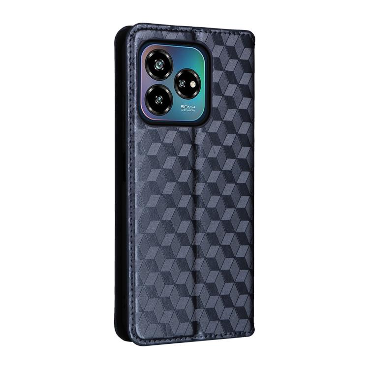 For ZTE Axon 60 Lite / Blade V60 Vita Cubic Grid Texture Flip Leather Phone Case