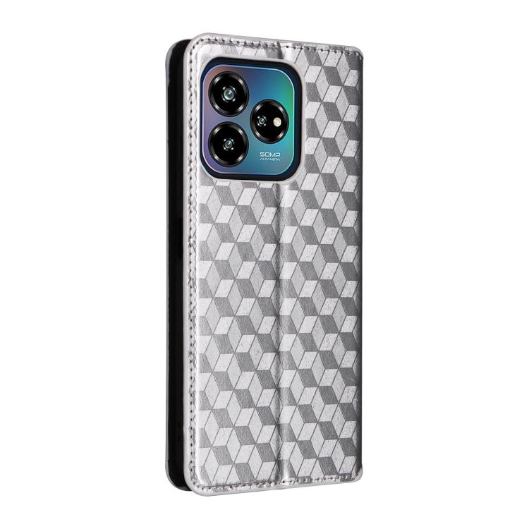 For ZTE Axon 60 Lite / Blade V60 Vita Cubic Grid Texture Flip Leather Phone Case