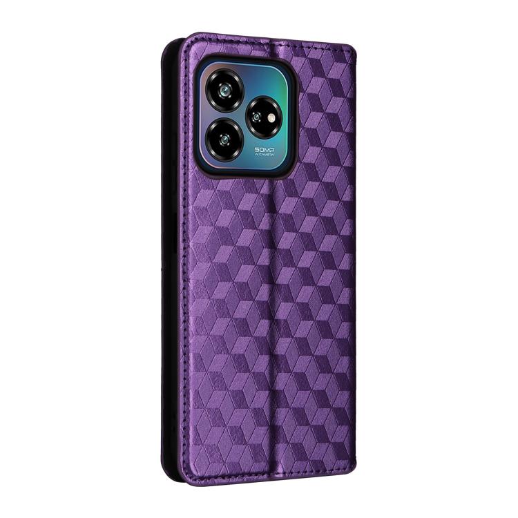 For ZTE Axon 60 Lite / Blade V60 Vita Cubic Grid Texture Flip Leather Phone Case