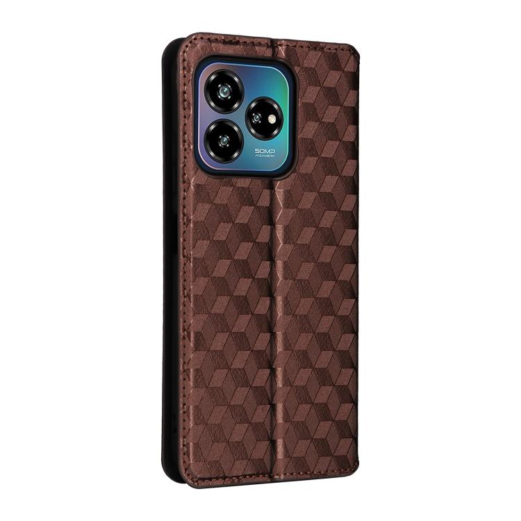 For ZTE Axon 60 Lite / Blade V60 Vita Cubic Grid Texture Flip Leather Phone Case