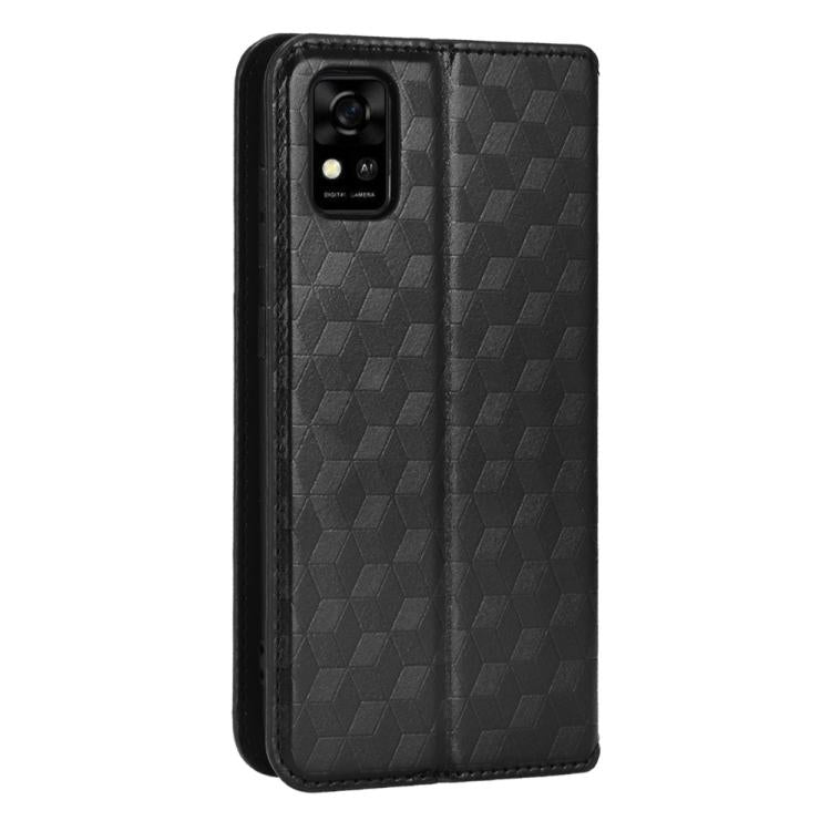 For ZTE Blade A31 Cubic Grid Texture Flip Leather Phone Case