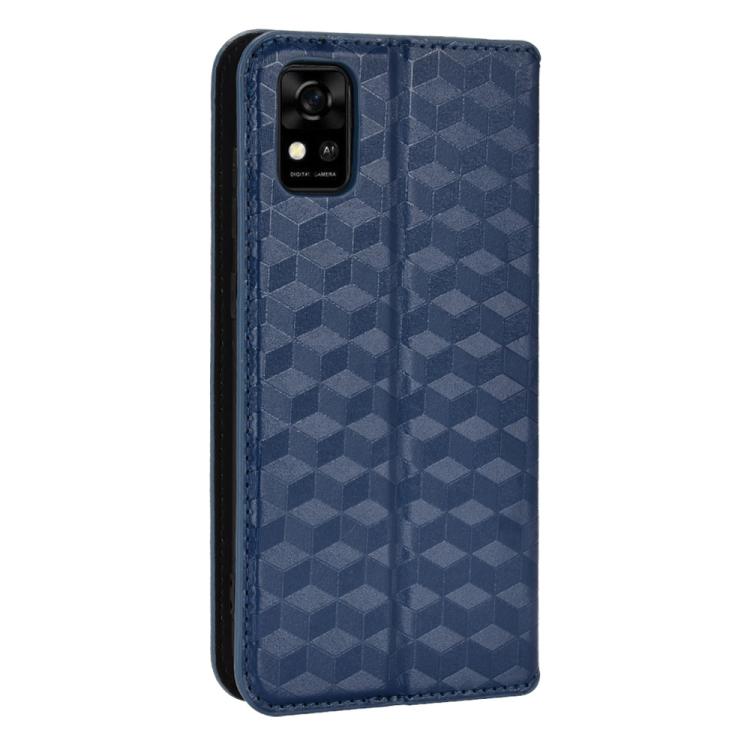 For ZTE Blade A31 Cubic Grid Texture Flip Leather Phone Case