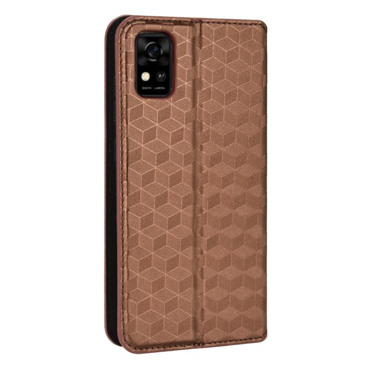 For ZTE Blade A31 Cubic Grid Texture Flip Leather Phone Case