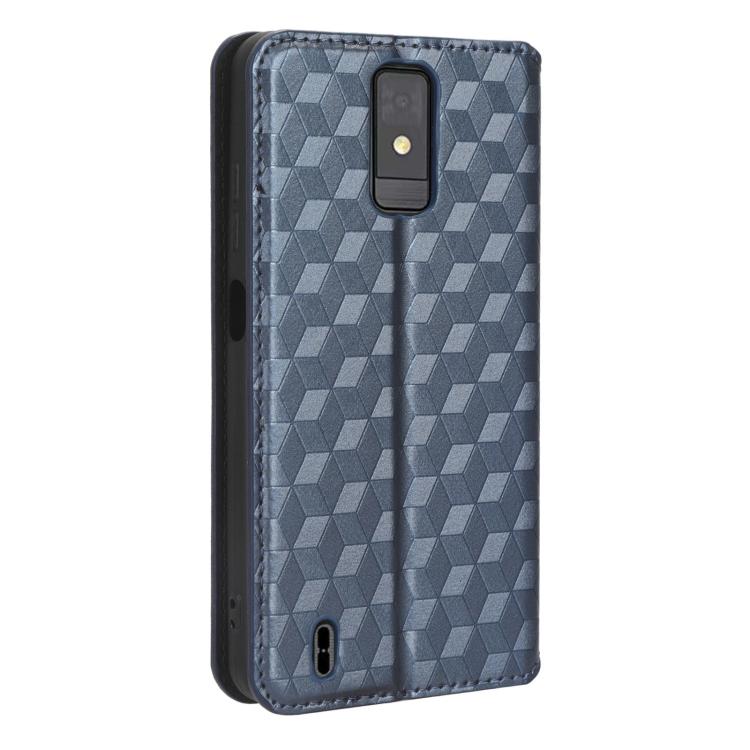 For ZTE Blade A32 Cubic Grid Texture Flip Leather Phone Case
