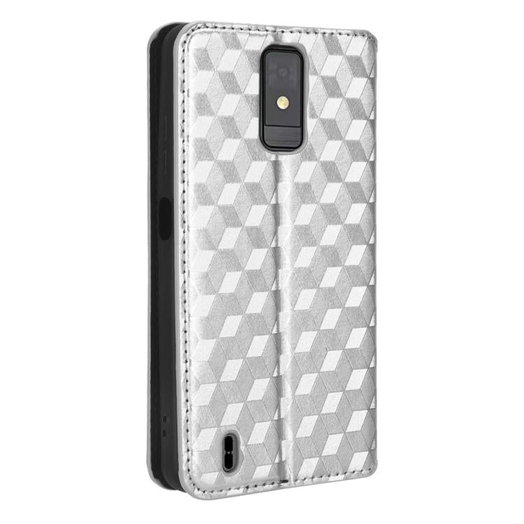 For ZTE Blade A32 Cubic Grid Texture Flip Leather Phone Case