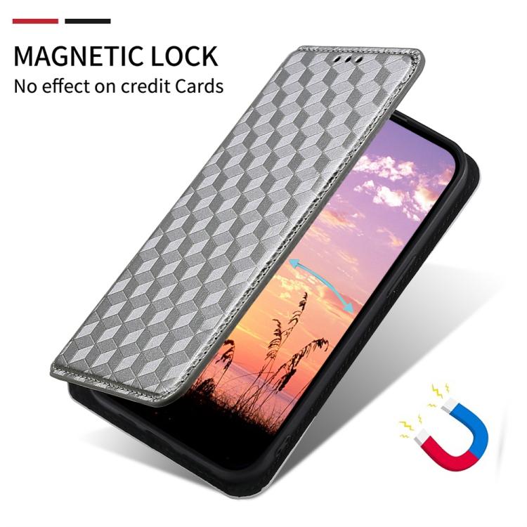 For ZTE Blade A32 Cubic Grid Texture Flip Leather Phone Case