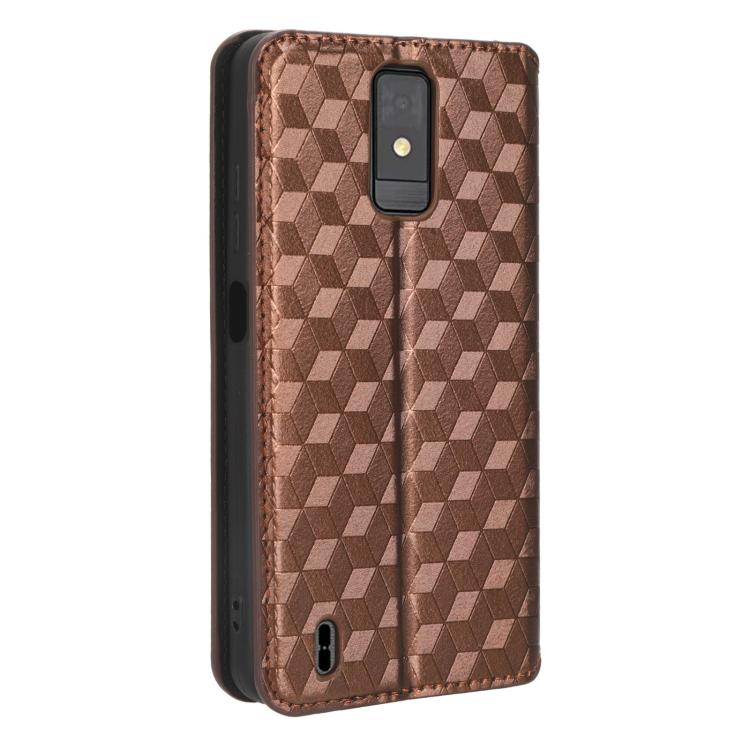 For ZTE Blade A32 Cubic Grid Texture Flip Leather Phone Case