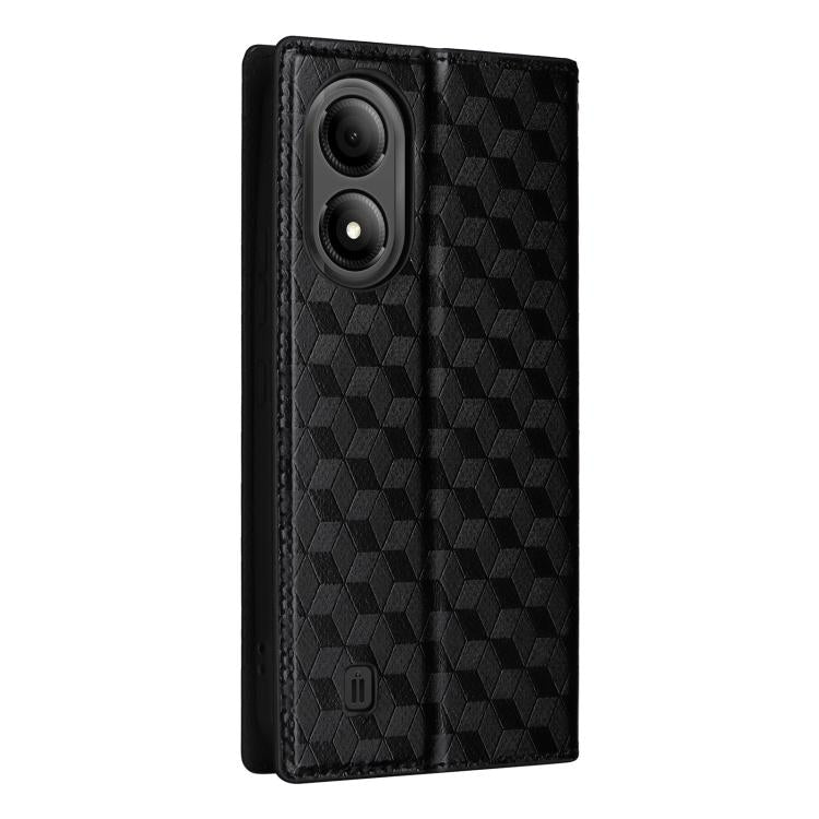 For ZTE Blade A33s Cubic Grid Texture Flip Leather Phone Case