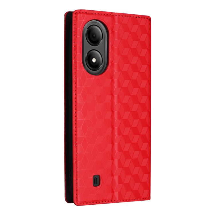 For ZTE Blade A33s Cubic Grid Texture Flip Leather Phone Case
