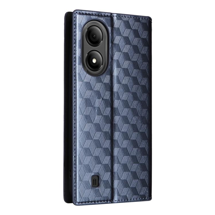 For ZTE Blade A33s Cubic Grid Texture Flip Leather Phone Case