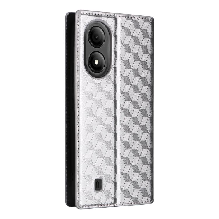 For ZTE Blade A33s Cubic Grid Texture Flip Leather Phone Case