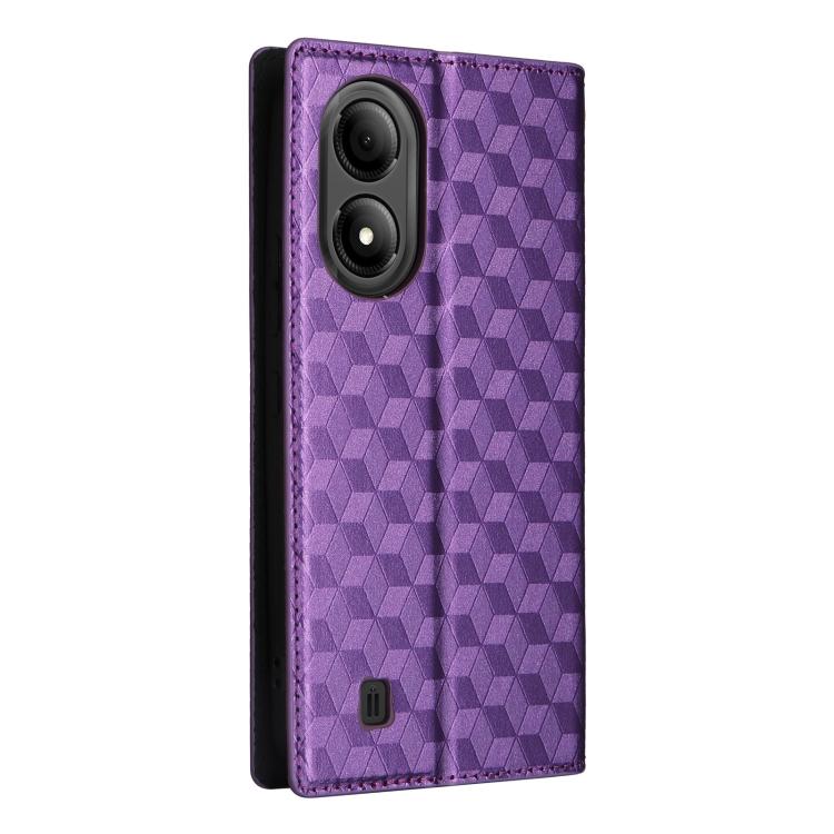 For ZTE Blade A33s Cubic Grid Texture Flip Leather Phone Case