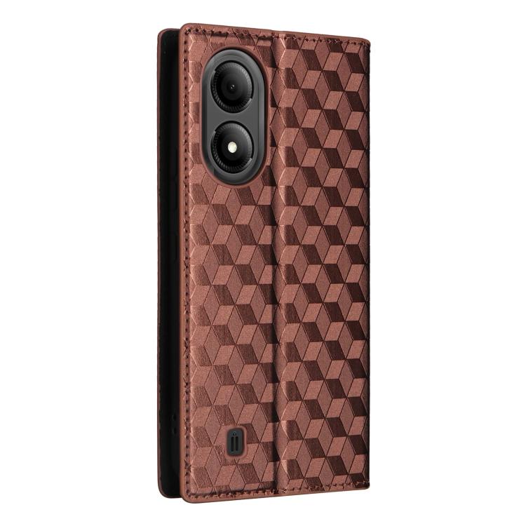 For ZTE Blade A33s Cubic Grid Texture Flip Leather Phone Case