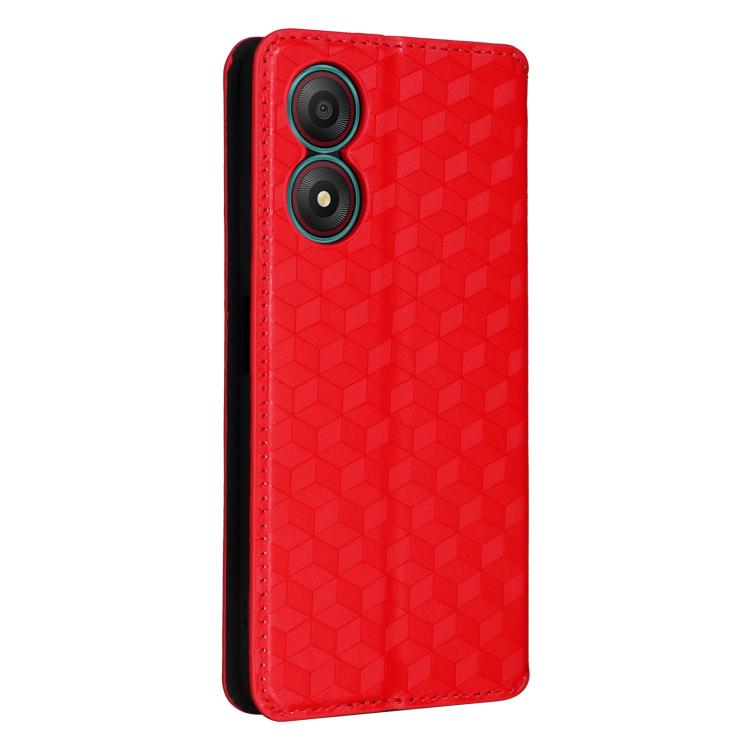 For ZTE Blade A34 Cubic Grid Texture Flip Leather Phone Case