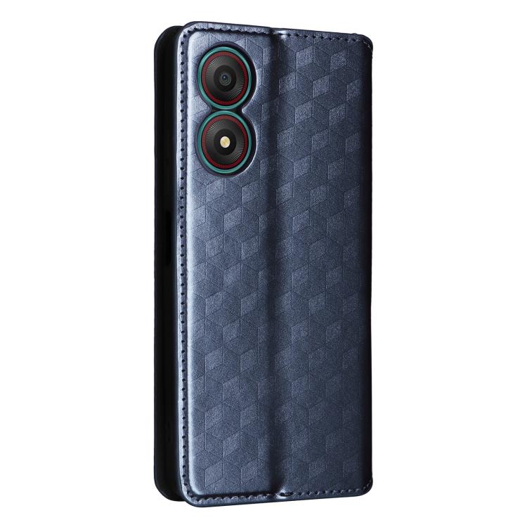 For ZTE Blade A34 Cubic Grid Texture Flip Leather Phone Case