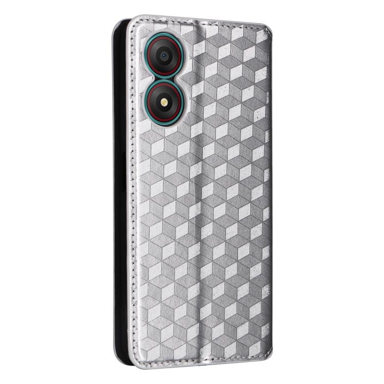 For ZTE Blade A34 Cubic Grid Texture Flip Leather Phone Case