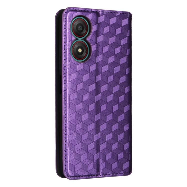 For ZTE Blade A34 Cubic Grid Texture Flip Leather Phone Case