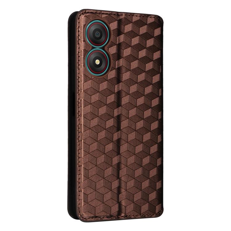 For ZTE Blade A34 Cubic Grid Texture Flip Leather Phone Case