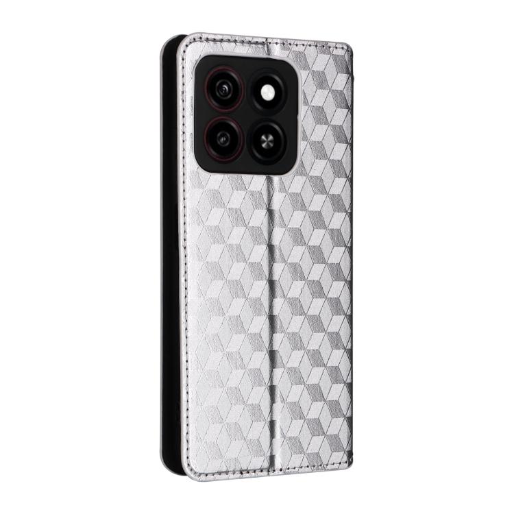 For ZTE Blade A35 / A55 Cubic Grid Texture Flip Leather Phone Case