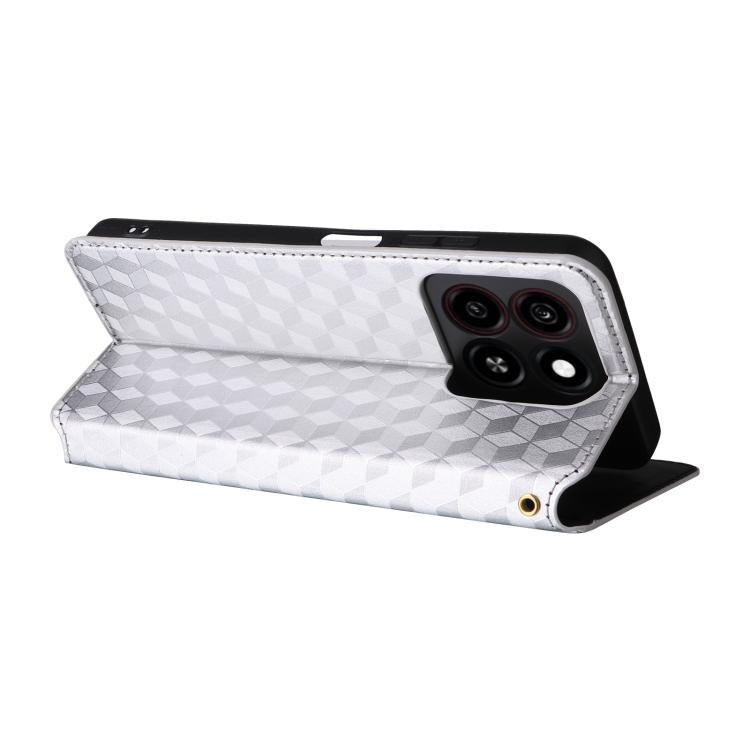 For ZTE Blade A35 / A55 Cubic Grid Texture Flip Leather Phone Case