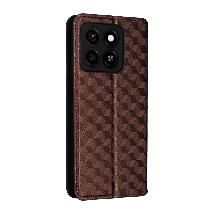 For ZTE Blade A35 / A55 Cubic Grid Texture Flip Leather Phone Case
