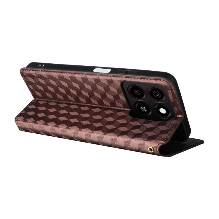For ZTE Blade A35 / A55 Cubic Grid Texture Flip Leather Phone Case