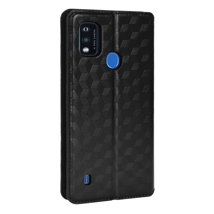 For ZTE Blade A51 Cubic Grid Texture Flip Leather Phone Case