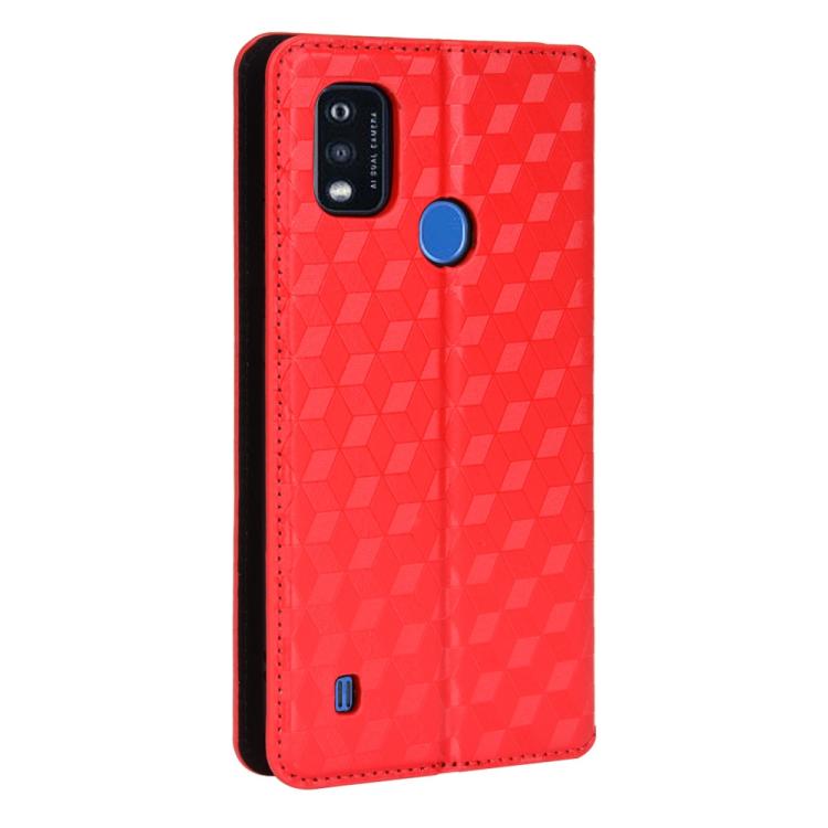 For ZTE Blade A51 Cubic Grid Texture Flip Leather Phone Case