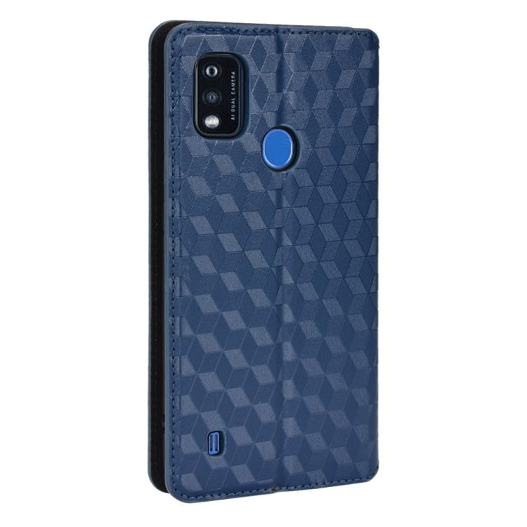 For ZTE Blade A51 Cubic Grid Texture Flip Leather Phone Case