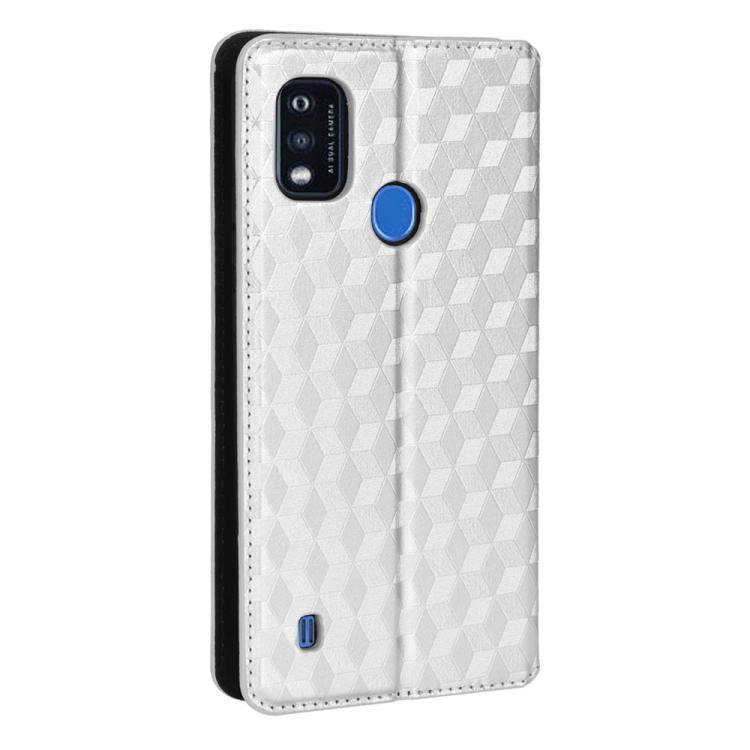 For ZTE Blade A51 Cubic Grid Texture Flip Leather Phone Case