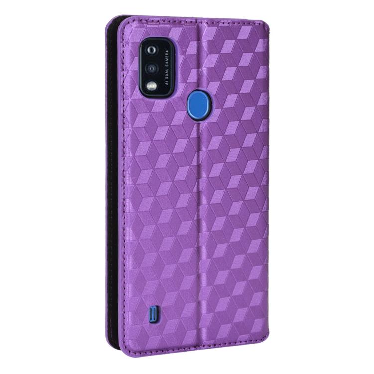 For ZTE Blade A51 Cubic Grid Texture Flip Leather Phone Case