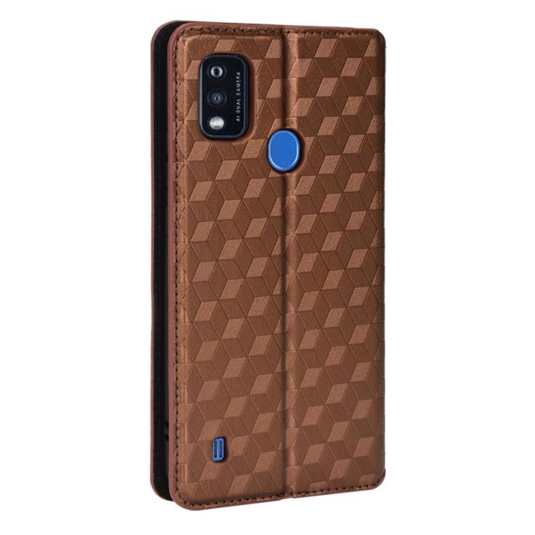 For ZTE Blade A51 Cubic Grid Texture Flip Leather Phone Case