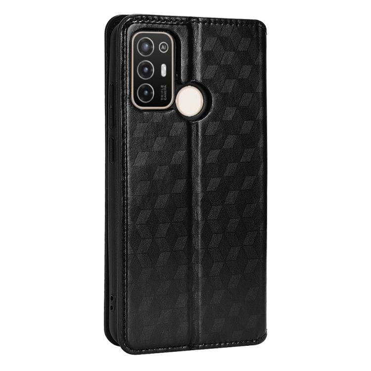 For ZTE Blade A52 Cubic Grid Texture Flip Leather Phone Case