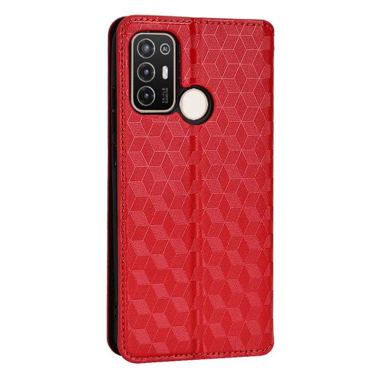For ZTE Blade A52 Cubic Grid Texture Flip Leather Phone Case