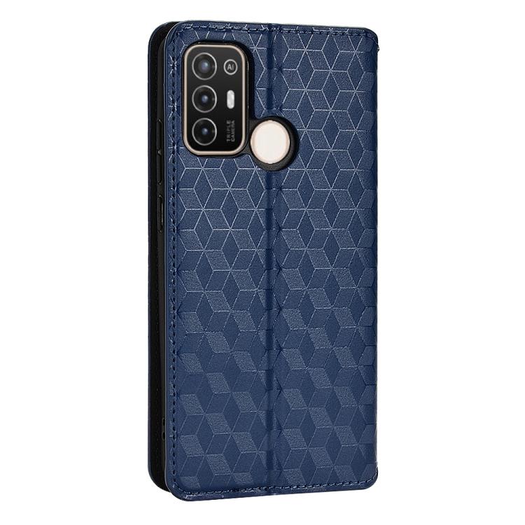 For ZTE Blade A52 Cubic Grid Texture Flip Leather Phone Case