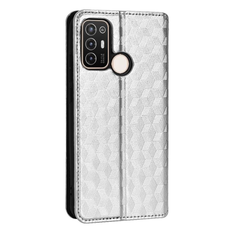 For ZTE Blade A52 Cubic Grid Texture Flip Leather Phone Case