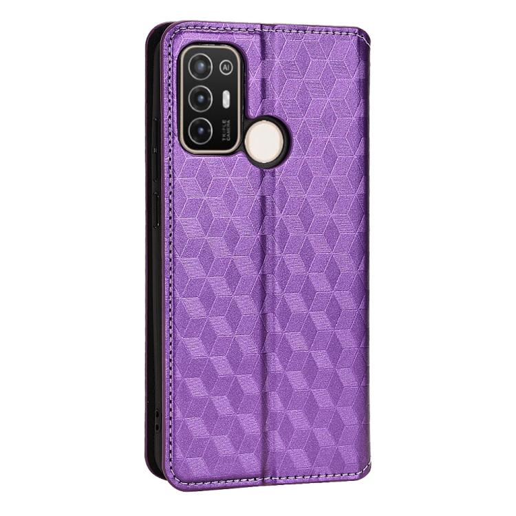 For ZTE Blade A52 Cubic Grid Texture Flip Leather Phone Case