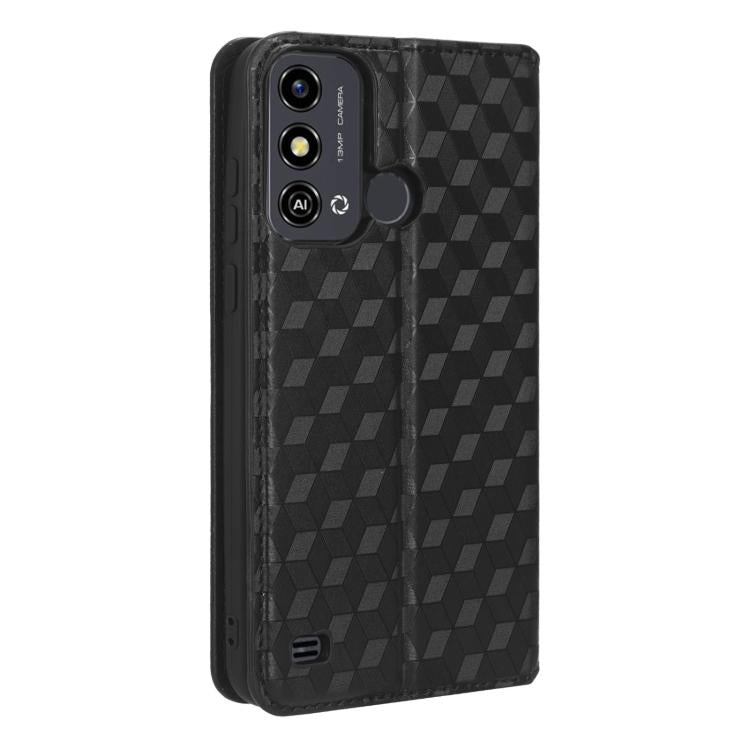 For ZTE Blade A53 Cubic Grid Texture Flip Leather Phone Case