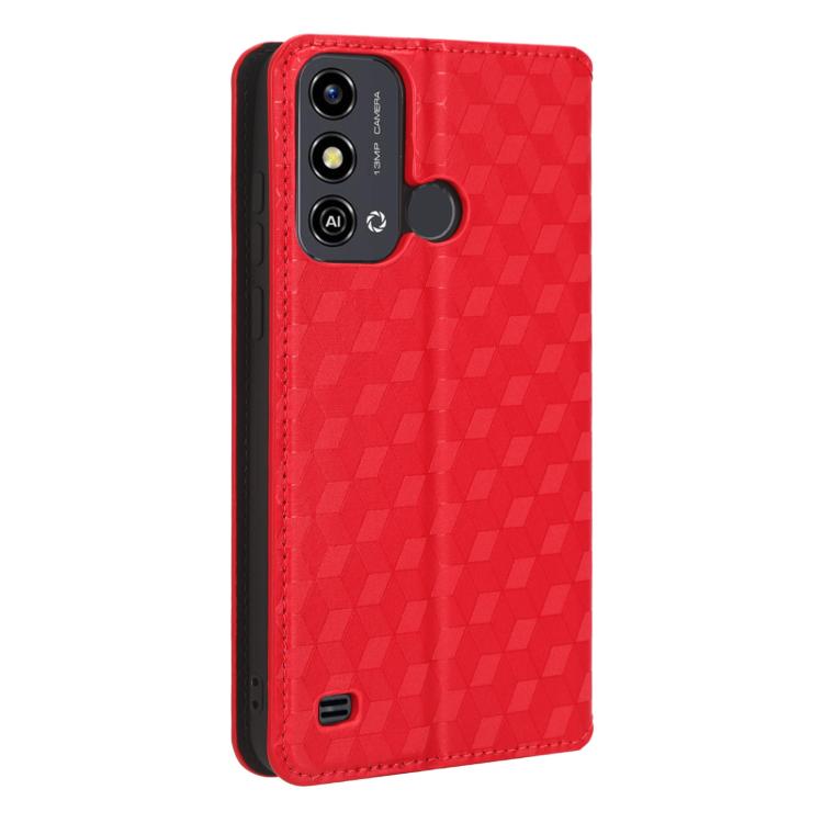 For ZTE Blade A53 Cubic Grid Texture Flip Leather Phone Case