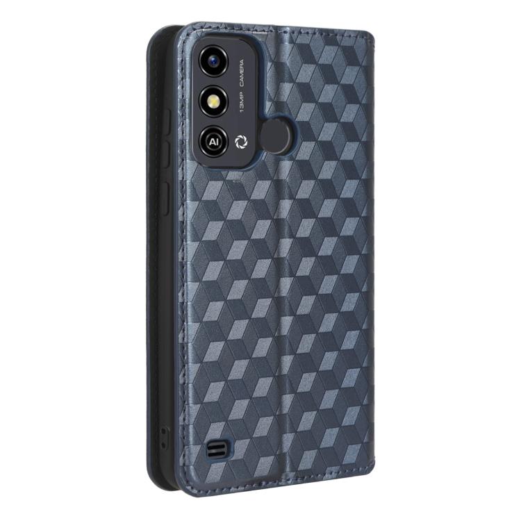 For ZTE Blade A53 Cubic Grid Texture Flip Leather Phone Case