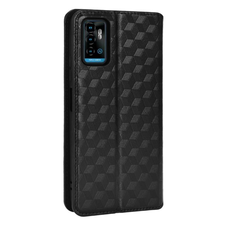 For ZTE Blade A71 / Optus X Swift 5G Cubic Grid Texture Flip Leather Phone Case