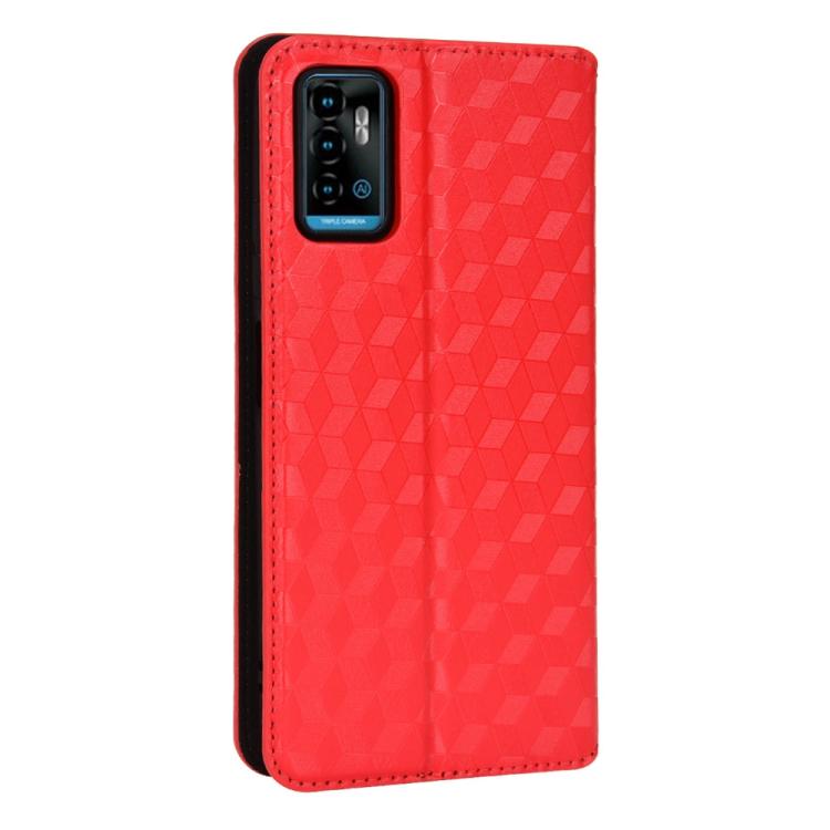 For ZTE Blade A71 / Optus X Swift 5G Cubic Grid Texture Flip Leather Phone Case