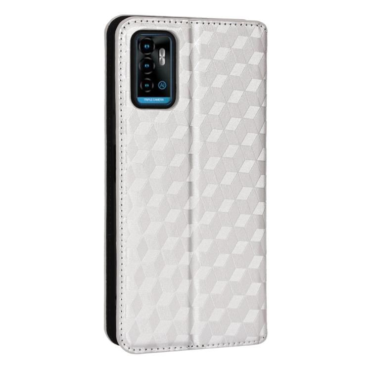 For ZTE Blade A71 / Optus X Swift 5G Cubic Grid Texture Flip Leather Phone Case