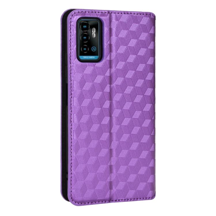 For ZTE Blade A71 / Optus X Swift 5G Cubic Grid Texture Flip Leather Phone Case