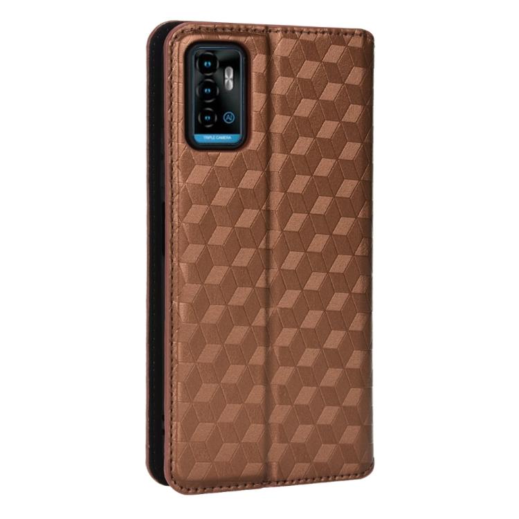 For ZTE Blade A71 / Optus X Swift 5G Cubic Grid Texture Flip Leather Phone Case