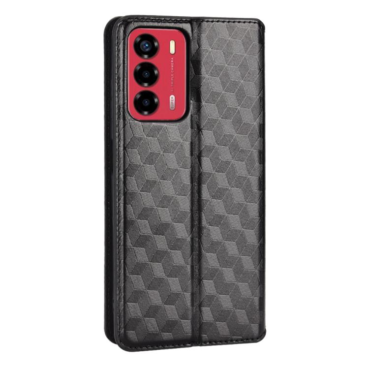 For ZTE Blade A72 / V40 Vita Cubic Grid Texture Flip Leather Phone Case