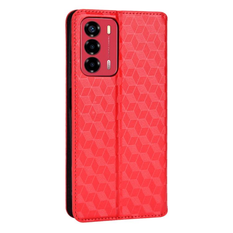 For ZTE Blade A72 / V40 Vita Cubic Grid Texture Flip Leather Phone Case