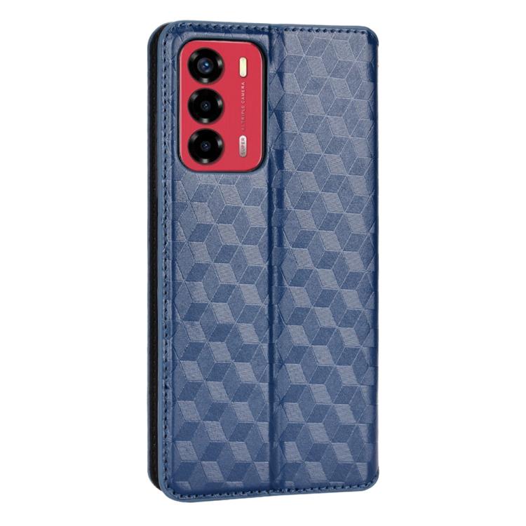 For ZTE Blade A72 / V40 Vita Cubic Grid Texture Flip Leather Phone Case