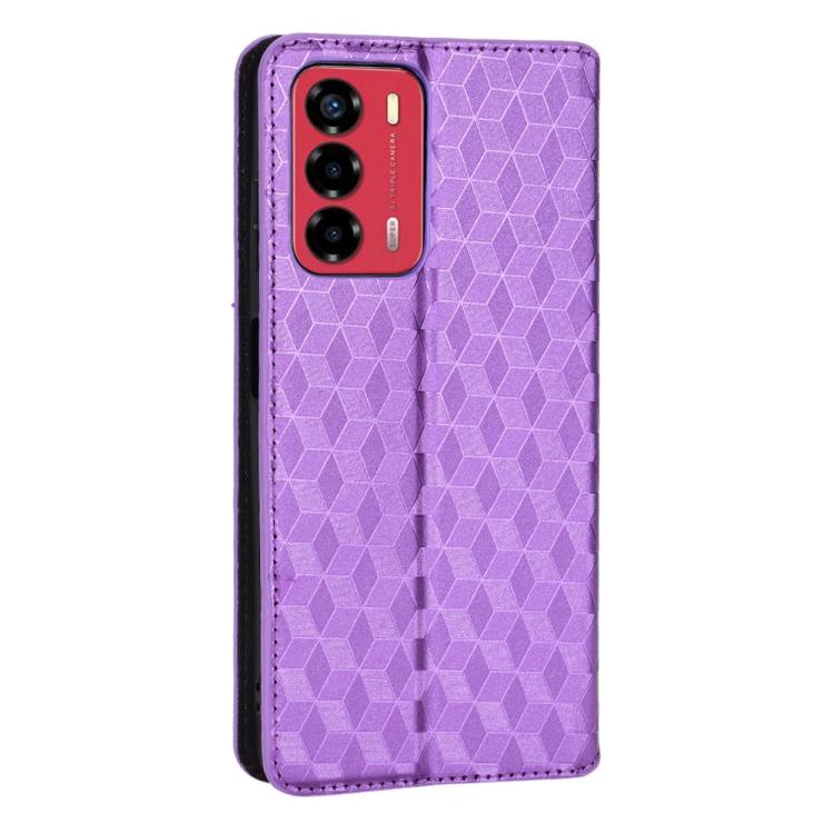 For ZTE Blade A72 / V40 Vita Cubic Grid Texture Flip Leather Phone Case