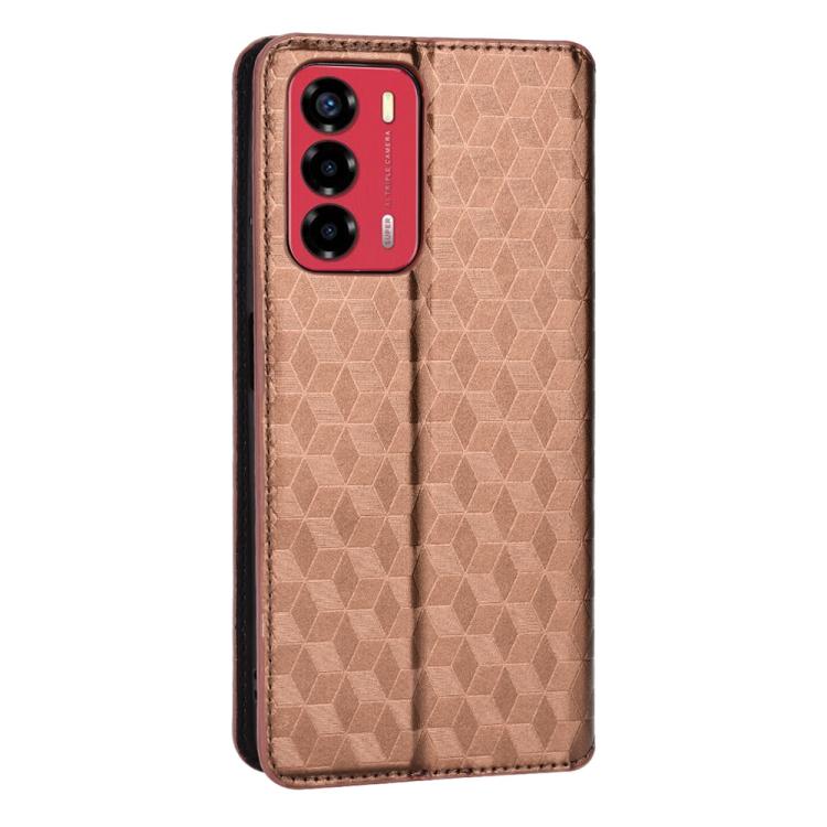 For ZTE Blade A72 / V40 Vita Cubic Grid Texture Flip Leather Phone Case